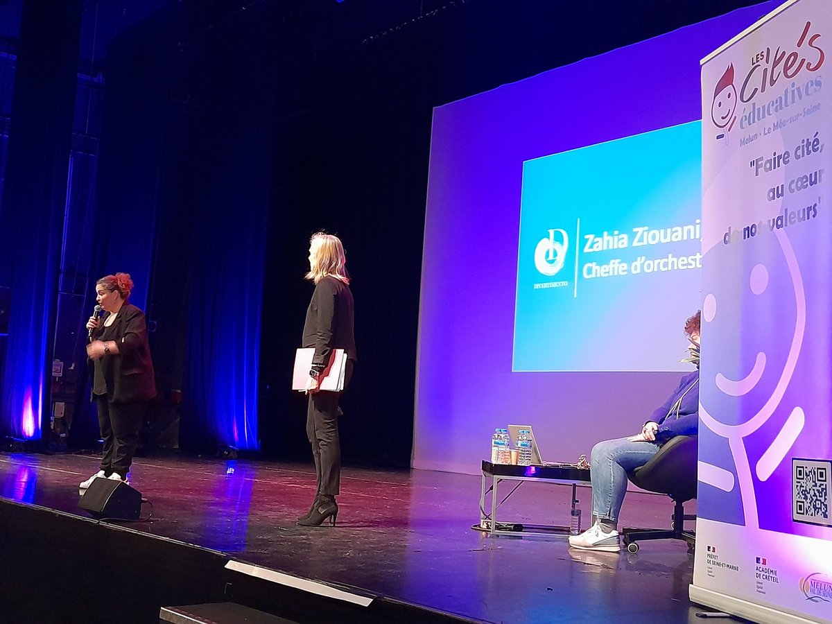 Cité Éducative Melun . Le Mée sur Seine . Dammarie (@citeducmlmd77) on Twitter photo Projet #Divertimento, des élèves de CM2 à la 1ère du territoire découvrent le parcours de la cheffe d'orchestre <a href="/ZahiaZIOUANI/">Zahia Ziouani</a> à travers son biopic et des conférences. Sont abordées les questions de dépassement de soi, de l'ambition, de l'égalité F/G... Un témoignage inspirant ! Projet #Divertimento, des élèves de CM2 à la 1ère du territoire découvrent le parcours de la cheffe d'orchestre <a href="/ZahiaZIOUANI/">Zahia Ziouani</a> à travers son biopic et des conférences. Sont abordées les questions de dépassement de soi, de l'ambition, de l'égalité F/G... Un témoignage inspirant !