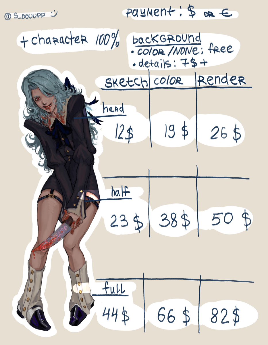 S_oouupp's tweet image. Price list!
For all questions and to contact me, you can write to me in private messages using the link in the profile
#commisionsopen
