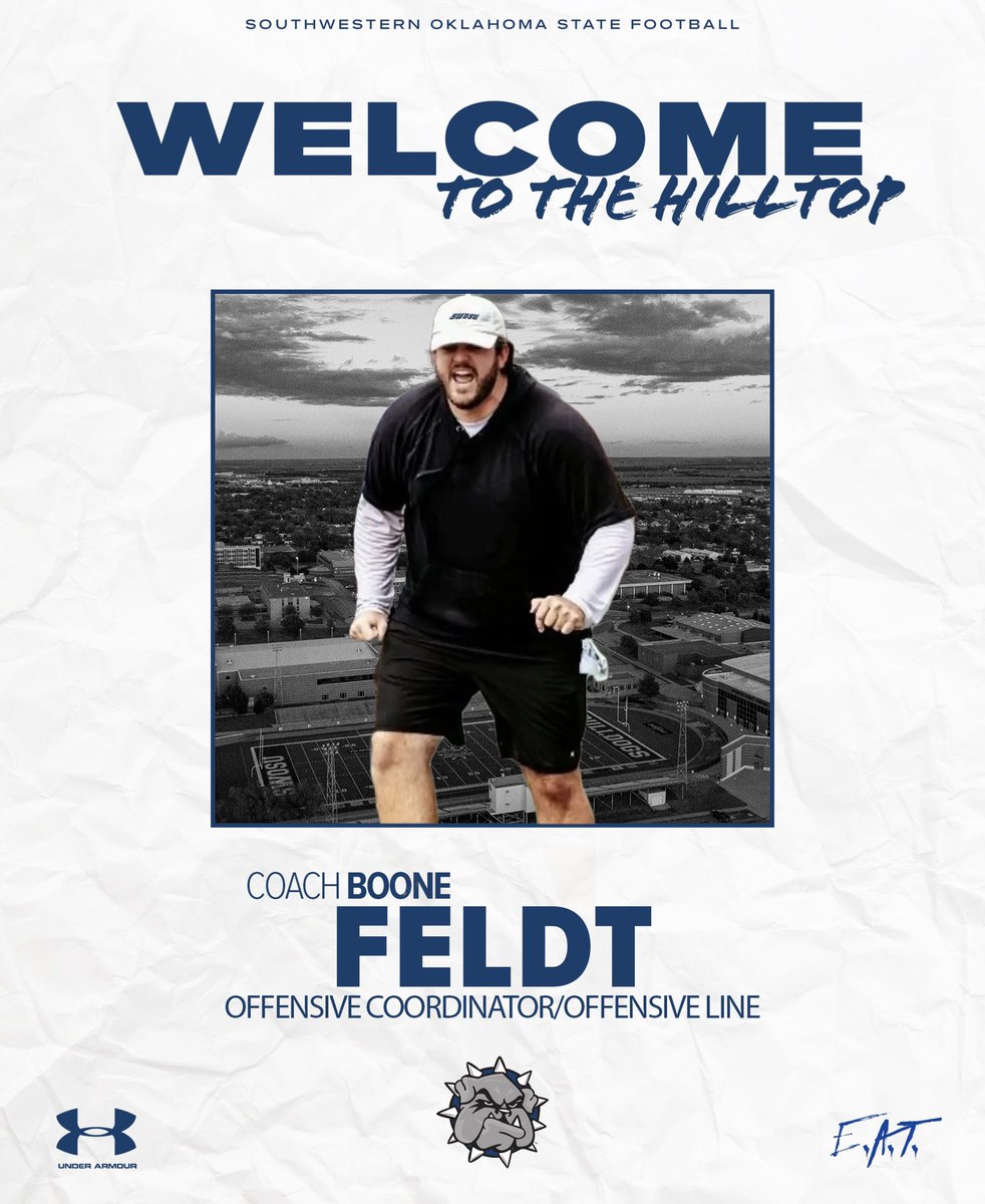 🚨Staff Anouncement🚨

Boone Feldt will serve as our Offensive Coordinator/Offensive Line Coach! Welcome to the Hilltop, Coach Feldt🤝

#EAT