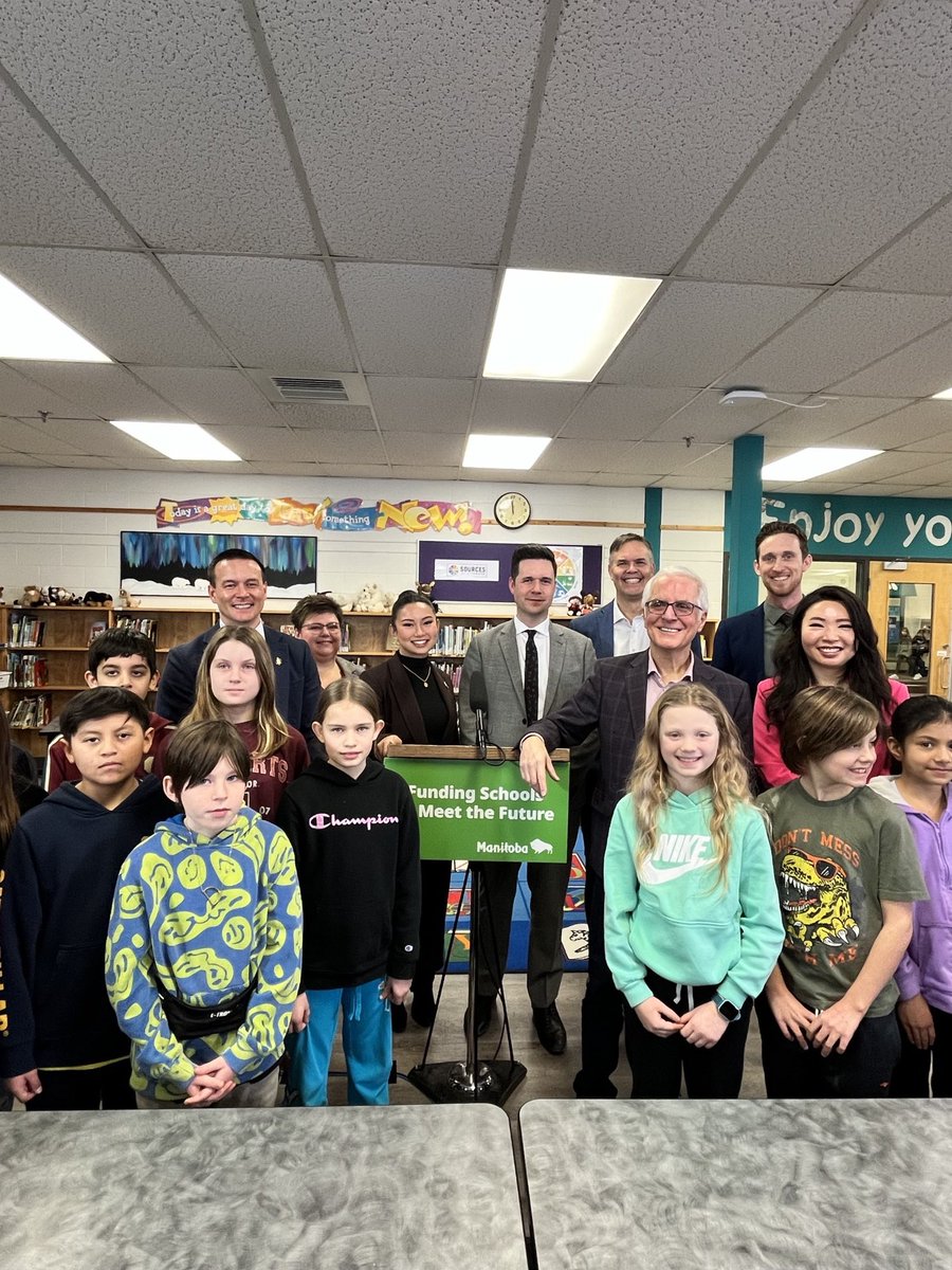 JenFortRichmond's tweet photo. Happy to stand with Minister @nello4transcona and be part of the commitment for predictable and stable funding for schools which sees an increase of $104.2 million.

Our team will lift up the next generation and creating a province that young people want to be part of. #mbpoli https://t.co/7W5ze5RFVo