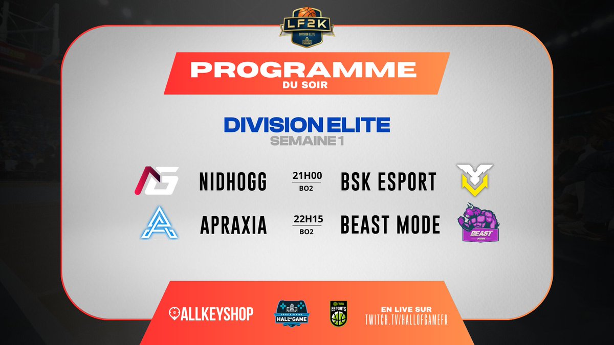 Hall of Game (@hallofgamefr) on Twitter photo 🏆| <a href="/LF2K__/">LF2K</a>
🔴 LIVE ON
Les deux dernières affiches de la première journée de la division ELITE c'est maintenant 🔥
<a href="/NidhoGG_esport/">NdGG 🐉</a> ⚡️ <a href="/TeamBSK_/">BSK ESPORT</a>
🎙 <a href="/Fataishungry/">Fata 🇩🇴</a> <a href="/Riindom_/">Welcome Kevin Durant 🚀</a>
➡️ twitch.tv/HallofGameFR 🏆| <a href="/LF2K__/">LF2K</a>
🔴 LIVE ON
Les deux dernières affiches de la première journée de la division ELITE c'est maintenant 🔥
<a href="/NidhoGG_esport/">NdGG 🐉</a> ⚡️ <a href="/TeamBSK_/">BSK ESPORT</a>
🎙 <a href="/Fataishungry/">Fata 🇩🇴</a> <a href="/Riindom_/">Welcome Kevin Durant 🚀</a>
➡️ twitch.tv/HallofGameFR