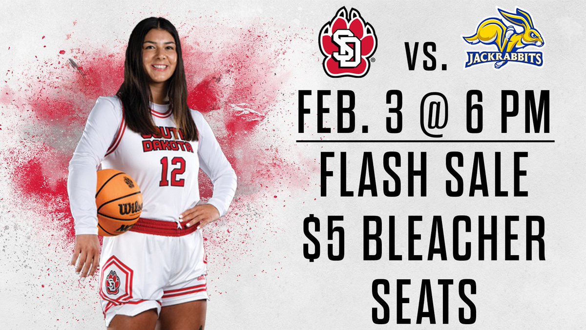 South Dakota Coyotes (@sdcoyotes) on Twitter photo 🚨 Last Call🚨
Bleacher seats in sections 109 and 110 to Saturday’s <a href="/SDCoyotesWBB/">South Dakota Women’s Basketball</a> vs. SDSU game are just $5 until 5 p.m. tonight!
🎟️ yote.us/Flash5 🚨 Last Call🚨
Bleacher seats in sections 109 and 110 to Saturday’s <a href="/SDCoyotesWBB/">South Dakota Women’s Basketball</a> vs. SDSU game are just $5 until 5 p.m. tonight!
🎟️ yote.us/Flash5