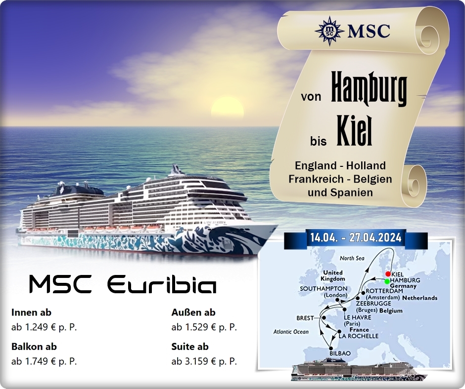 ⚓ Kreuzfahrt rund um Europa ⚓
ab Hamburg bis Kiel mit England, Holland, Belgien, Frankreich und Spanien

➡️ specials.discount-cruises.de/de/angebot?t=N…  👀

🔊 Werbung #cruise #kreuzfahrt #MSC