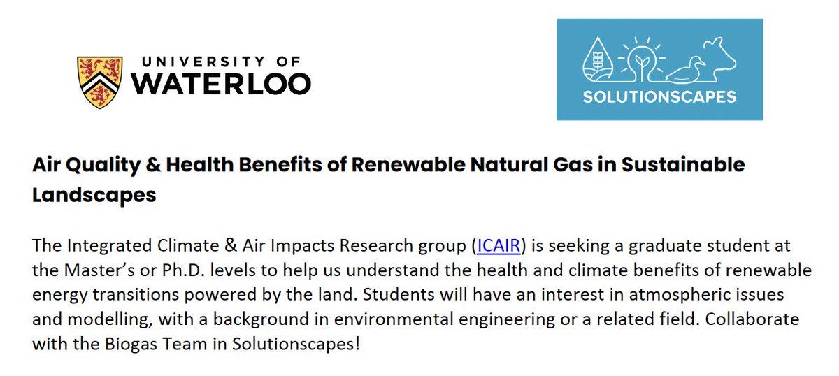 The Solutionscapes Biogas Team is looking for a Masters or PhD student! Help us understand the health and climate benefits of renewable energy transitions powered by the land. Learn more about the opportunity here: solutionscapes.ca/opportunities