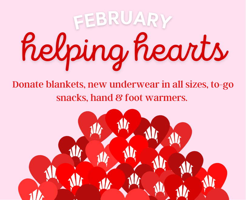 Horizon House Indy on X: February is Helping Hearts month at Horizon  House! Donate blankets, new underwear in all sizes, to-go snacks, hand &  foot warmers to help our neighbors. Visit