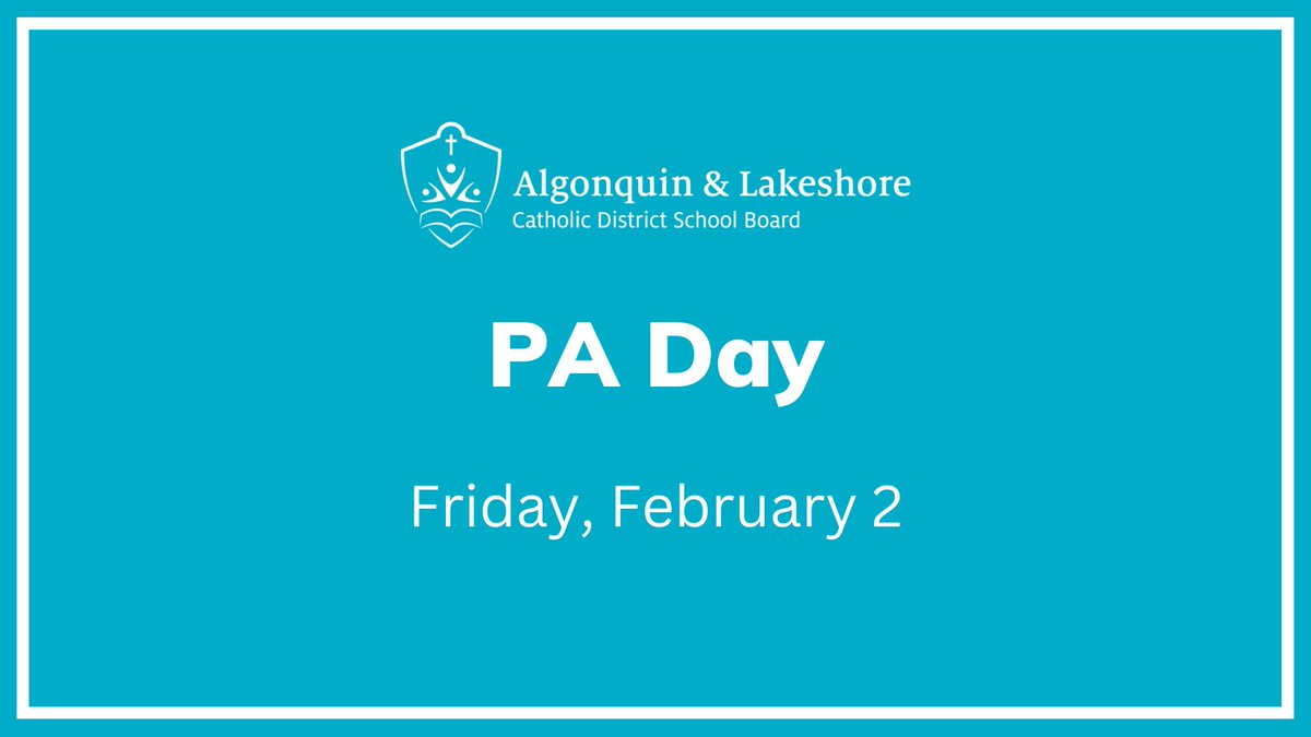 Friendly reminder to all #ALCDSB families that tomorrow, Friday, February 2, is a P.A. Day! Classes resume on Monday, February 5. To view the complete P.A. Day schedule for the 2023-24 school year, visit: bit.ly/483jVFv