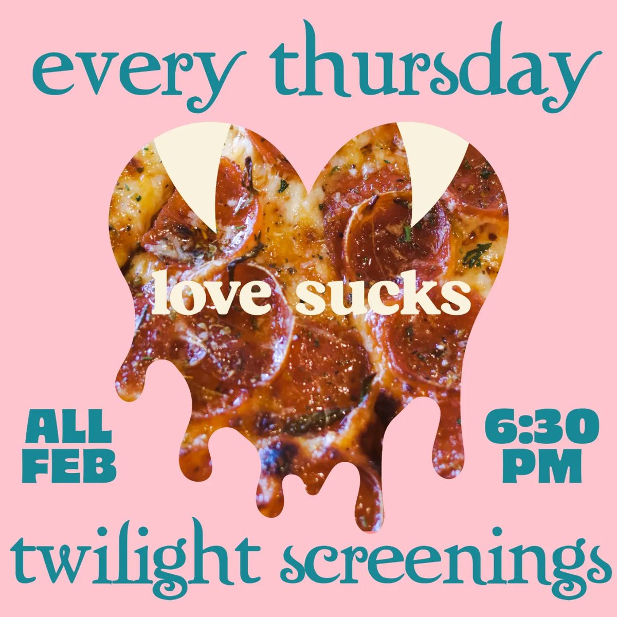 Every Thursday this month screenings of a Twilight on the big screen.
Pairing those cheesy movies with beer and food specials from Dough Squad
Cheesey bread
Mac &amp; Cheese 
$15 Chismes 
Vitamin R $5 Rye Lagers during the screenings. BYO Blood 

Screening start at 630pm...Twilight.