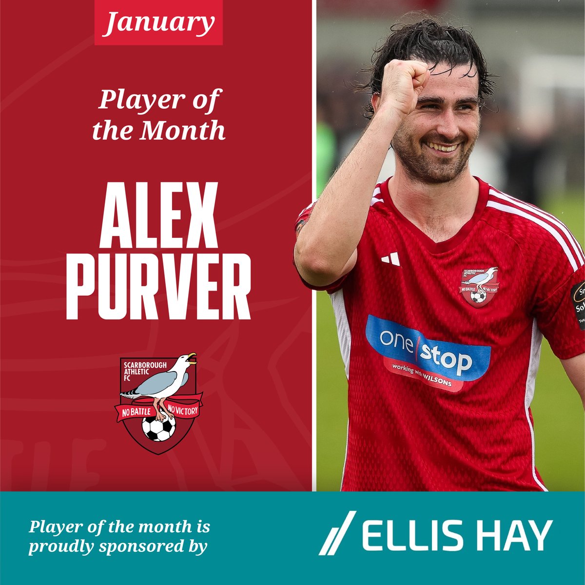 Your January Player of the Month | Alex Purver 🎉

The votes are in - thank you to the hundreds who voted!

Player of the Month is sponsored by @EllisHayScarb

@alex_purver is sponsored by: 
Home- Dan & Dave at @FootGolf_Scarb   
Away- West Yorkshire Seasiders