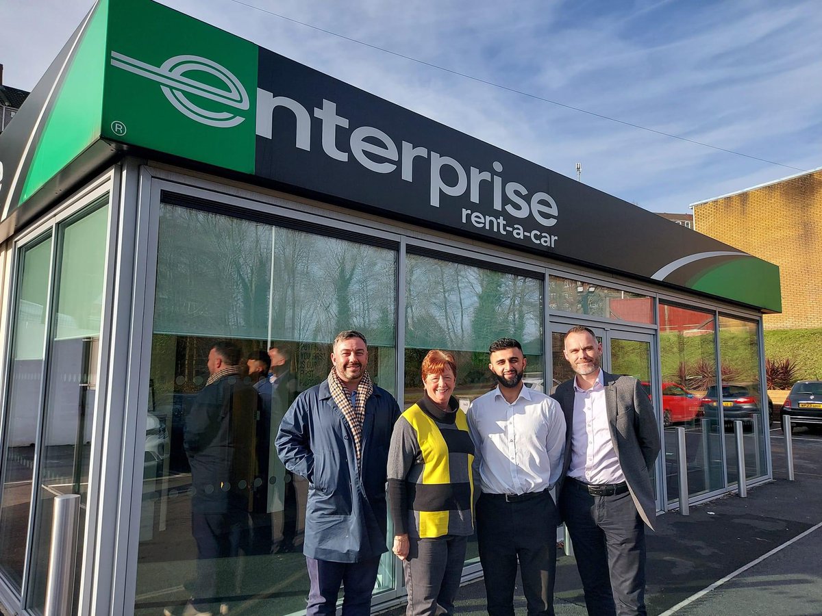 Today we met with Joe Walsh, Head of Replacement Sales, James Goodall, Regional Sales Director and Sal the new Swansea Branch Manager to thank them for the generous donation Joe had arranged for Ty Olwen from the Enterprise Rent-A-Car Foundation. We are extremely grateful.