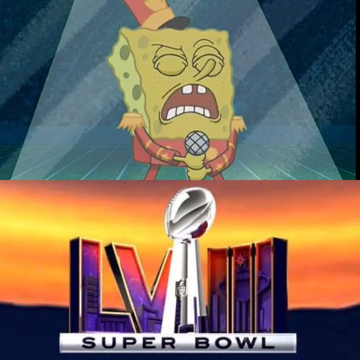 GabyMeza8's tweet photo. BOB ESPONJA ABRIRÁ EL SUPERBOWL 🏈 Es OFICIAL, se hará un remake de la escena de #SweetVictory de #BobEsponja en CGI para abrir la transmisión del #SuperbowlLVIII este 11 de febrero en Las Vegas 🗣️🎶 https://t.co/VturONp2sH
