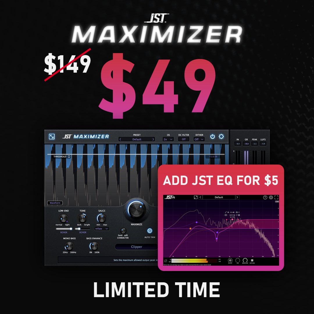 JST Maximizer is on sale for $49 today! But that’s not all. For a LIMITED TIME only, you can also add JST EQ to your order for just $5! (A $99 value!) 🤯 🔗 Try it FREE: joeysturgistones.com/products/jst-m…