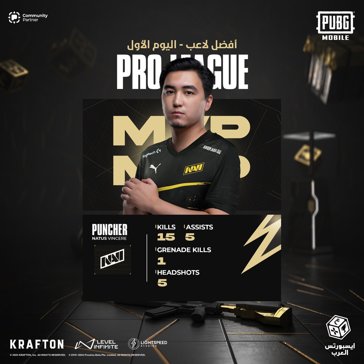 ArabEsportsGG's tweet photo. رحبوا معنا ببطل اليوم من فريق @natusvincere اللاعب Puncher 👏!
اليوم الأول يحفل بظهور قوي لفريق NAVI لأول مرة عربيًا في دوري المحترفين ايسبورتس العرب 👑🥇
#arabesportsproleague #proleague #AEPL #pubgmobileesports #pubgm
#pubgmobile #esports #عرب_ايسبورتس #ببجي_PUBG https://t.co/XjBRTRMwmh