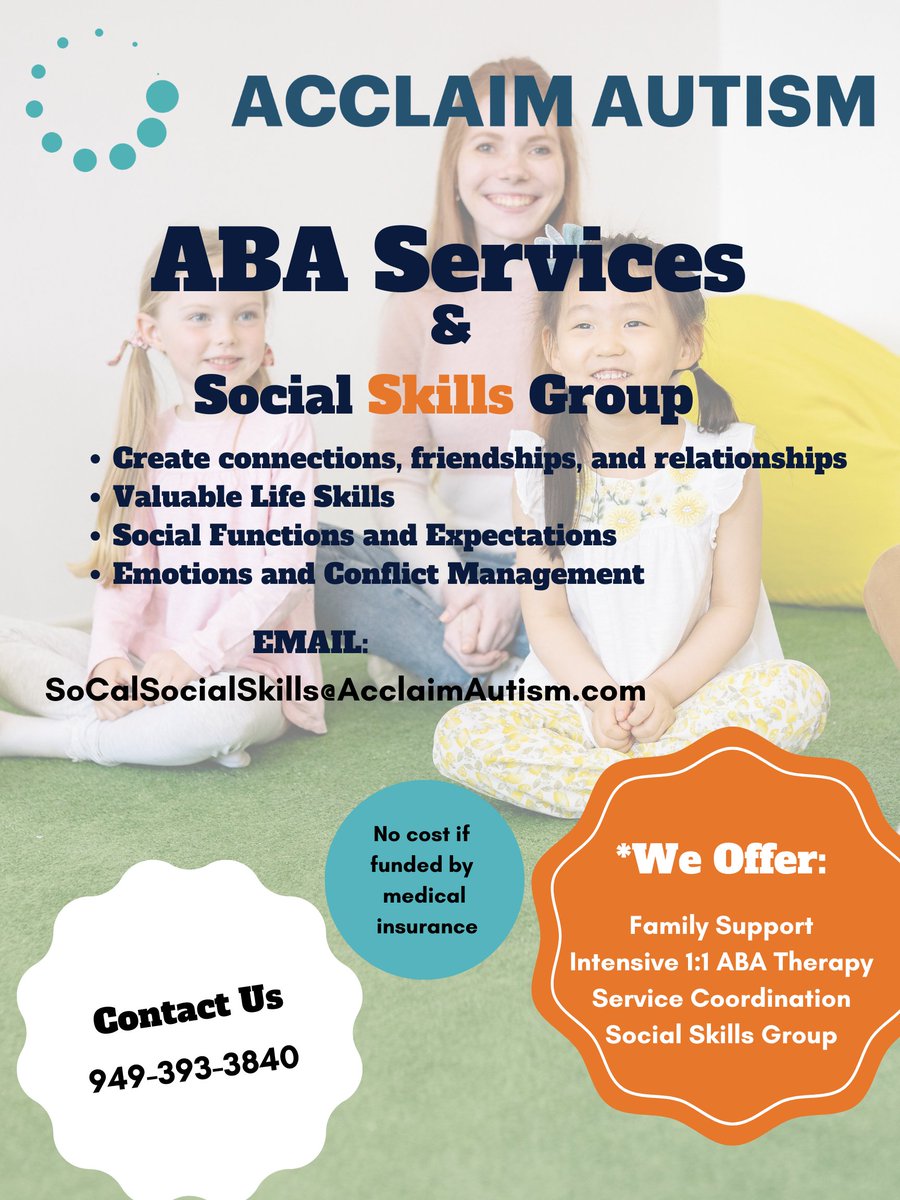 ARE YOU IN NEED OF ABA SERVICES IN THE ORANGE COUNTY AREA? ACCLAIM AUTISM IS HERE FOR YOU! We offer many options to choose from when supporting children and families impacted by Autism Spectrum Disorder. CLICK LINK BELOW! #autism #support #family loom.ly/rRcEJWY