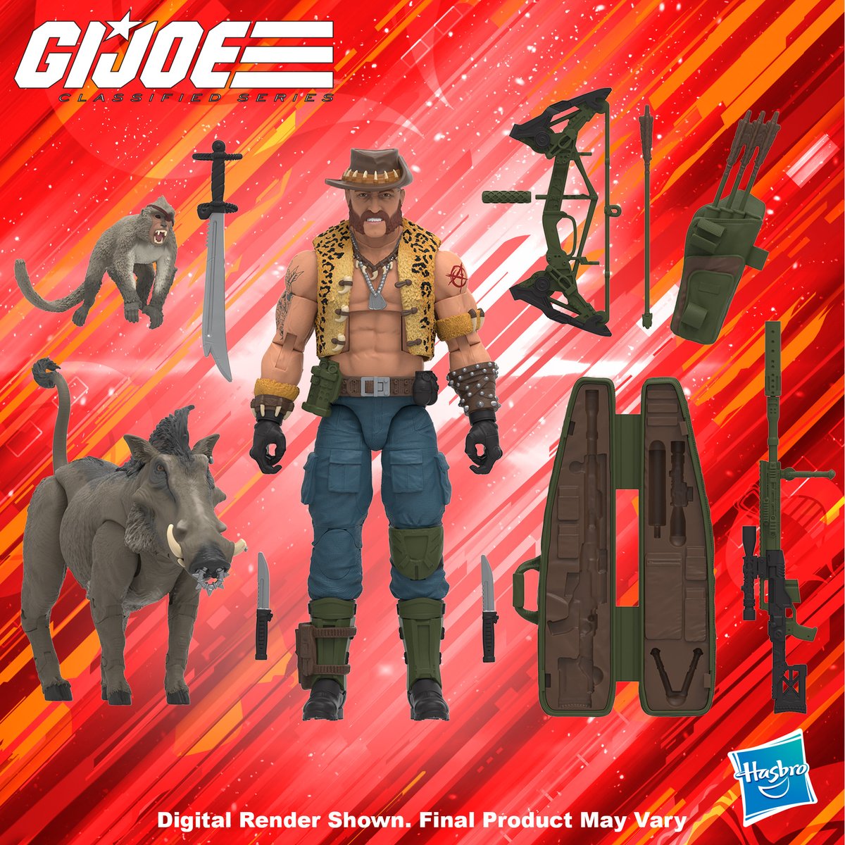 Last, but not least! #GIJoeClassifiedSeries loves to draw inspiration from the storied past of Joe lore! With the #ClassifiedSeries debut of #Dreadnok Gnawgahyde, Porkbelly, and Yobbo, the mercenary poacher figure comes with not 1, but 2 pets – a warthog and macaque!