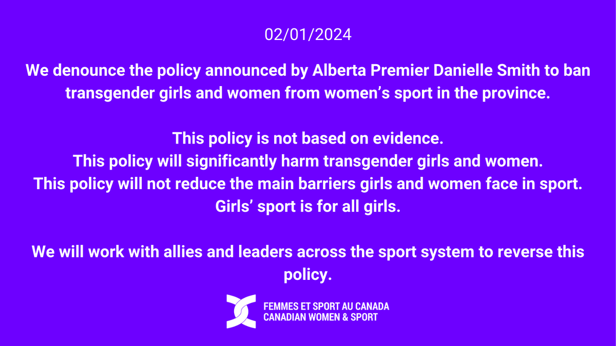 To transgender girls and women across Canada, you belong in sport.