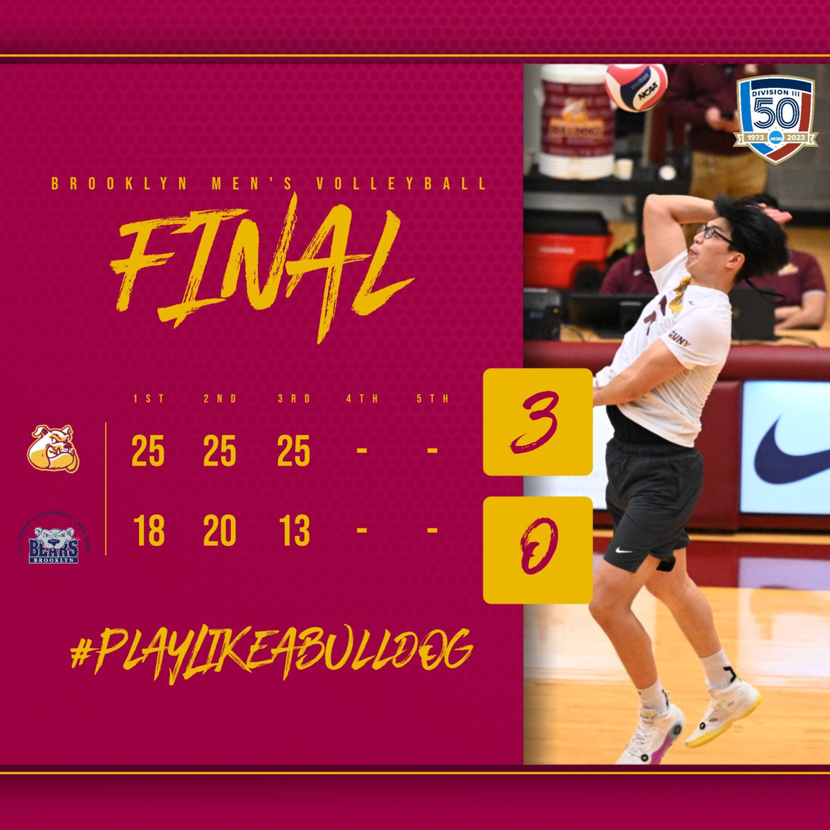 bklyn_bulldogs's tweet photo. Bulldogs WIN!!!
For the first time since 2019, #BCmvb is off to a 2-0 start to the season!πΆπͺ
πSiu- 8 kills, 4 aces, 7 digs
πLin- 7 kills
πLema- 26 asst, 3 digs, 2 aces
#PlayLikeaBulldog #d3vb #BCwins https://t.co/f472hWL06A