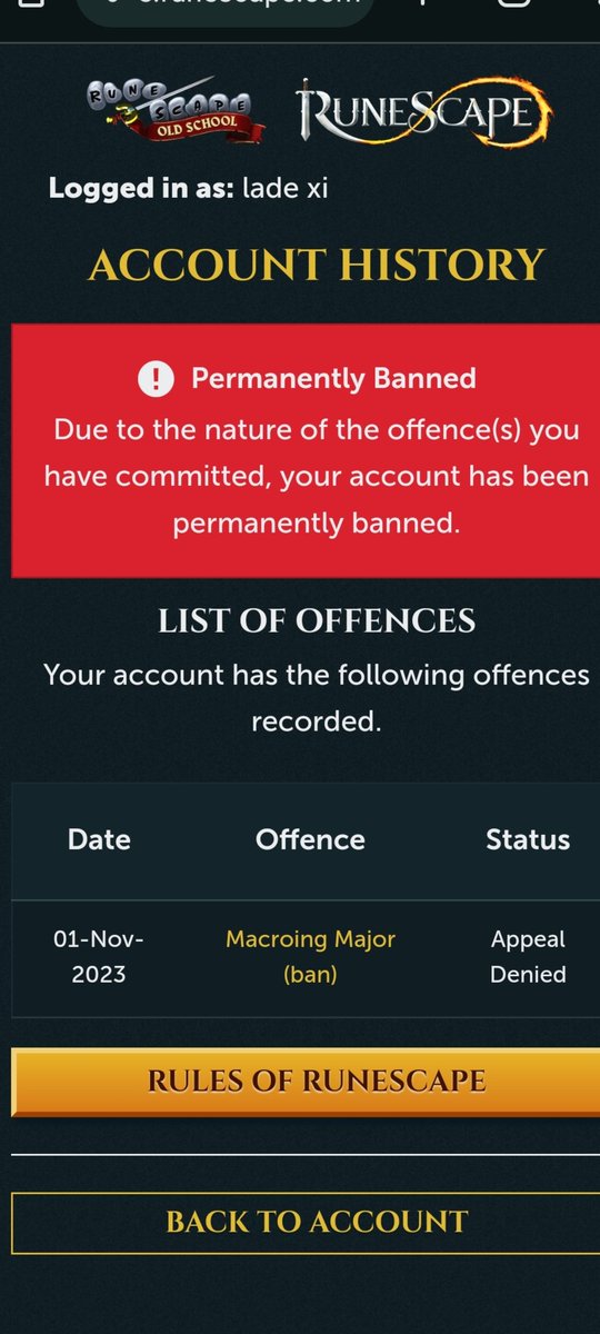 kimmlovers's tweet photo. @JagexTwisted Could you review my account ban? I swear I didn't break any rules. https://t.co/pHxJGUmSaz