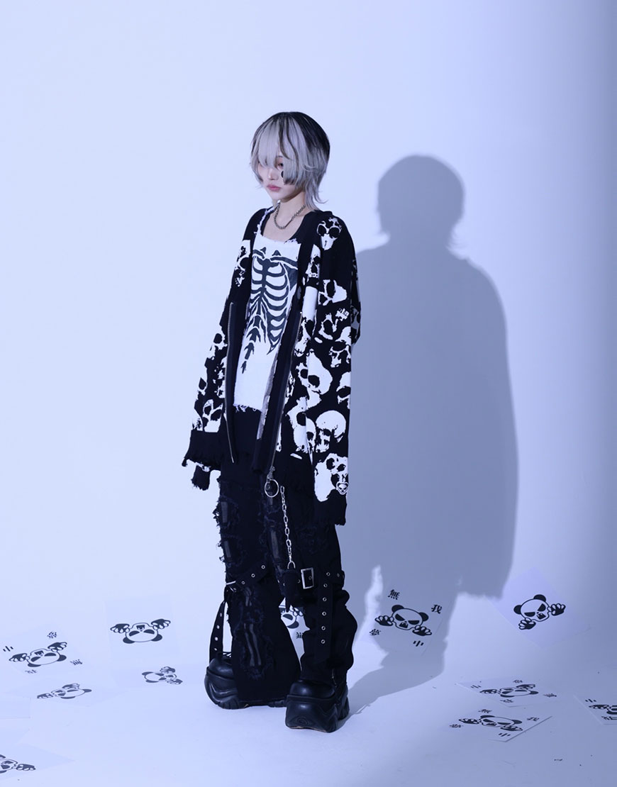 Gamchu【ガムチュ】 警戒骸骨摂取多量カーディガン Gamchu】 警戒骸骨摂取多量カーディガン