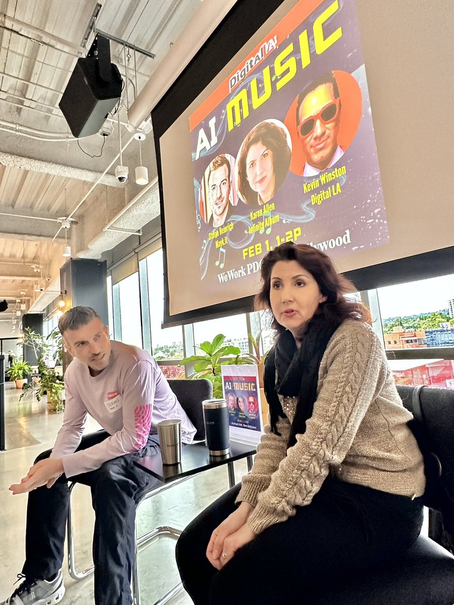 DigitalLA's tweet photo. Karen Allen, CEO of @InfiniteAlbumIO, which uses AI music to let gamers and streamers create real-time activity-dependent copyright-free background music vibes for their livestream via the PC-based Overwolf game mod platform. 

Creators can pick mood for their vibes. https://t.co/OybyGvbXsu
