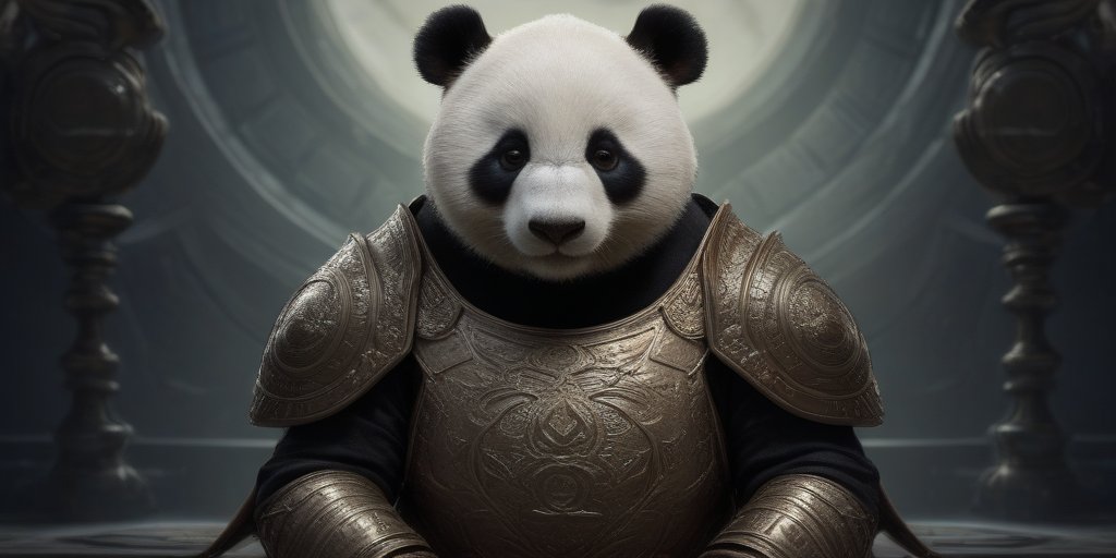 GrumpyGooseArts's tweet photo. Behold the noble panda standing guard against the shadows. This AI-created guardian combines the strength of a warrior with the wisdom of the serene, a protector for the ages. #GrumpyGooseStudio #AIart #PandaProtector #FantasyWarrior #FridayFeeling https://t.co/ULwtRIH1qR