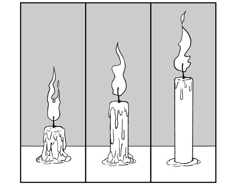 「コマ間(ま)」が「線だけ」のと「空間がある」のを比べると、表現の上でどのような差が出てくるのか?  「マンガ表現」の基本では、「コマ間(ま)」はコマとコマの間の時間経過を意味しています。  したがって、見え方が変わってきます。
