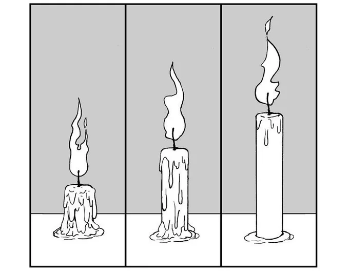 「コマ間(ま)」が「線だけ」のと「空間がある」のを比べると、表現の上でどのような差が出てくるのか?  「マンガ表現」の基本では、「コマ間(ま)」はコマとコマの間の時間経過を意味しています。  したがって、見え方が変わってきます。
