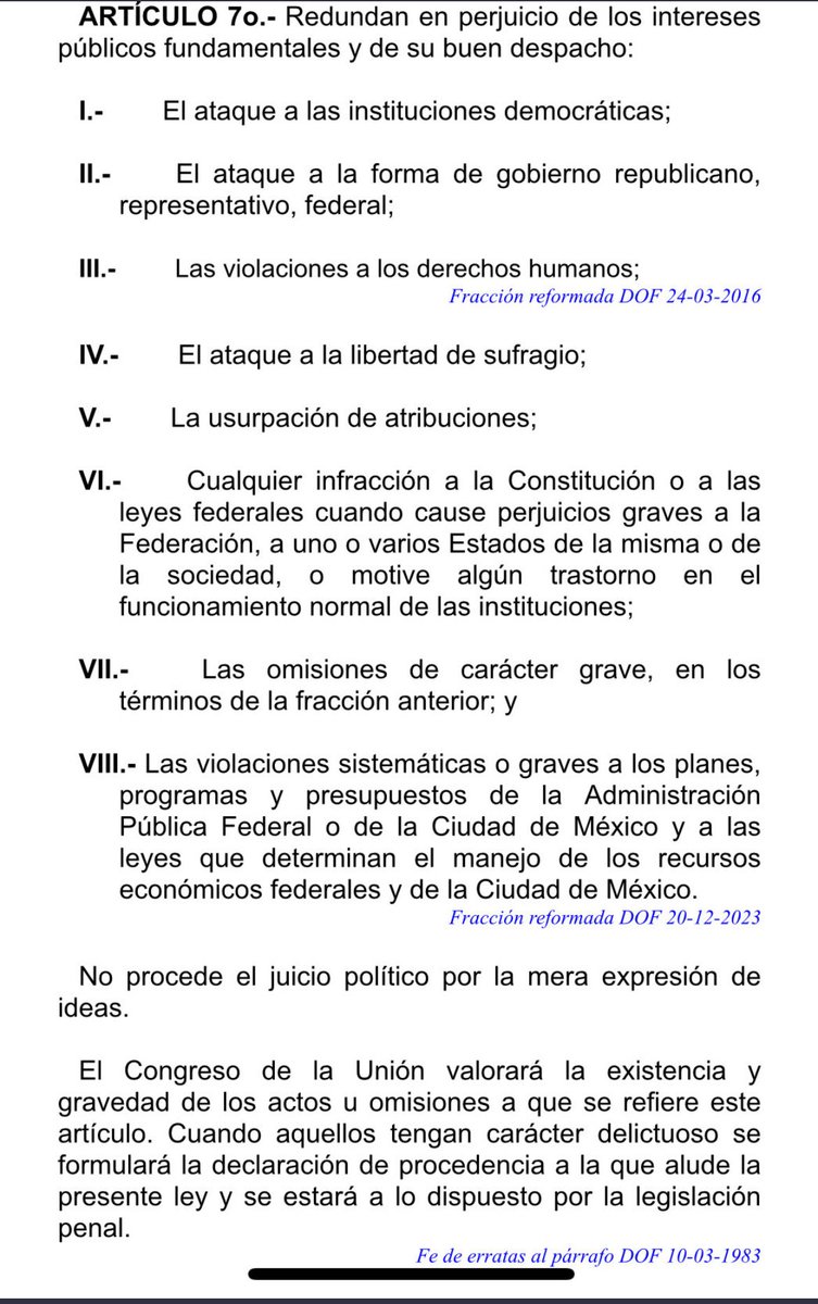 JRCossio's tweet photo. ¿En qué fracción del artículo 7 de la Ley Federal de Responsabilidades piensan colocar los diputados de Morena la conducta jurisdiccional que el Ministro Pérez Dayán realizó con fundamento en el artículo 56 de la Ley de Amparo? https://t.co/kTzUVp9DpB