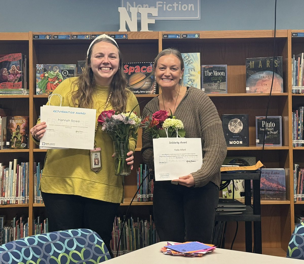 Congratulations to Hannah Rowe and Katie Alford for being recognized by <a href="/WCPSSTSP/">Teacher Support</a> for being such a strong BT and Mentor!  #ontopoftheworld @MsSaylesK <a href="/hannahjrowe7/">Hannah Rowe</a>
