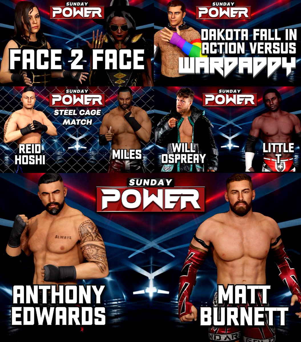 NorthAmericanPW's tweet photo. 🟥AWF POWER
⏰LIVE SUNDAY - 2pm/ET
🔗https://t.co/jVimo61NZw
- Kimmy Sage/Maya Lynx FACE 2 FACE!
- Dakota Falls vs. WarDaddy
- Reid Hoshi vs. Miles (Steel Cage Match)
- Will Ospreay vs. Little T
- MAIN EVENT: Matt Burnett vs. Anthony Edwards
PLUS MORE! #AWFPower #EFED https://t.co/PDTBJkHCQ1