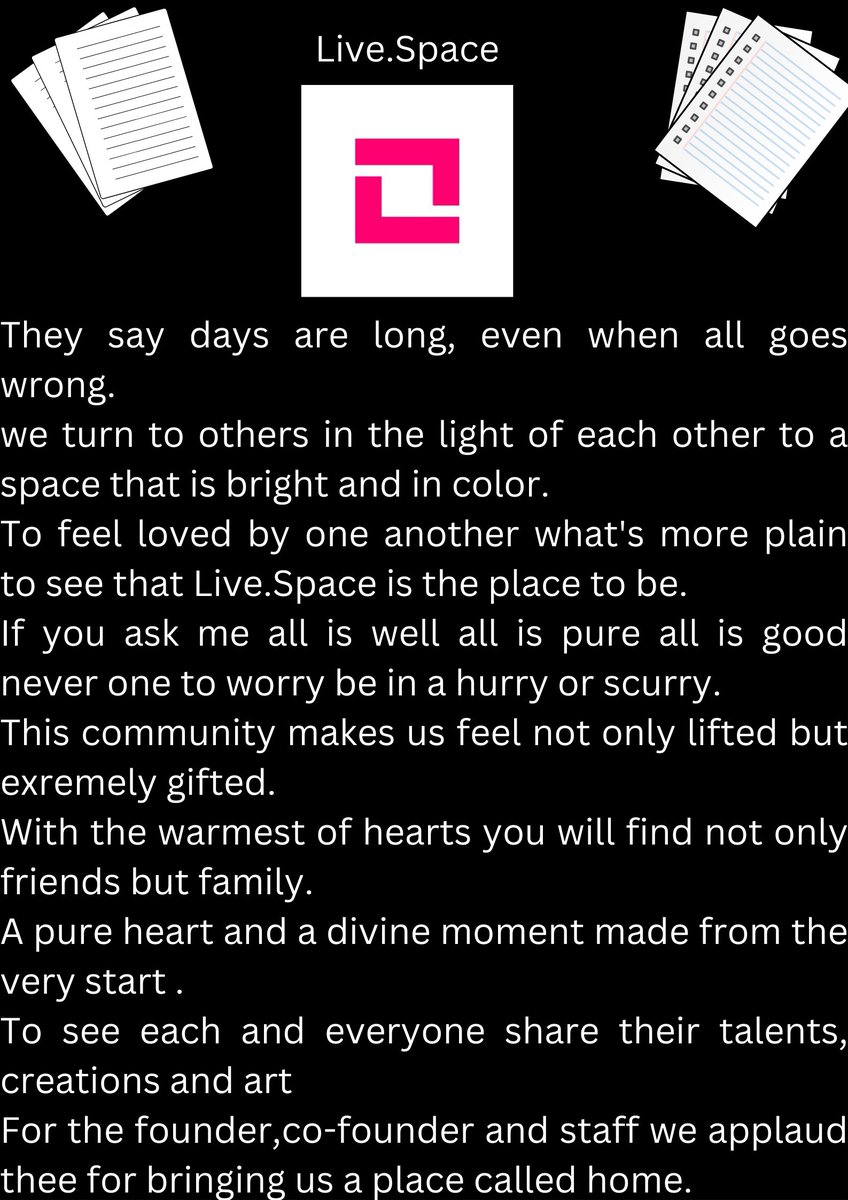 ItzSarah1988's tweet photo. So here it is everyone a poem i wrote about @StreamLiveSpace I had some help from a beautiful soul with some of the wording but i hope you all enjoy reading. @tnelsonCMO @spenserhyun https://t.co/777Zhpwy7F