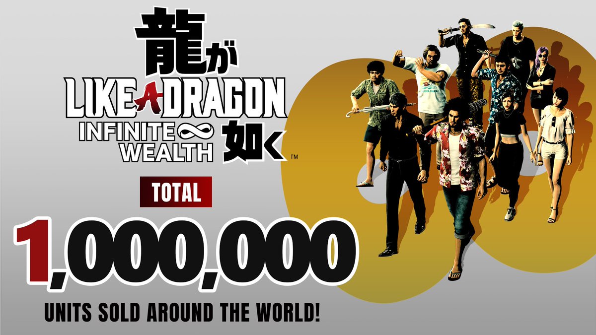 🐉Like a Dragon: Infinite Wealth 1 Million Units Shipped Globally🐉

We are incredibly grateful to all our friends around the world for their support. 

Thank you!

#LikeaDragon #InfiniteWealth