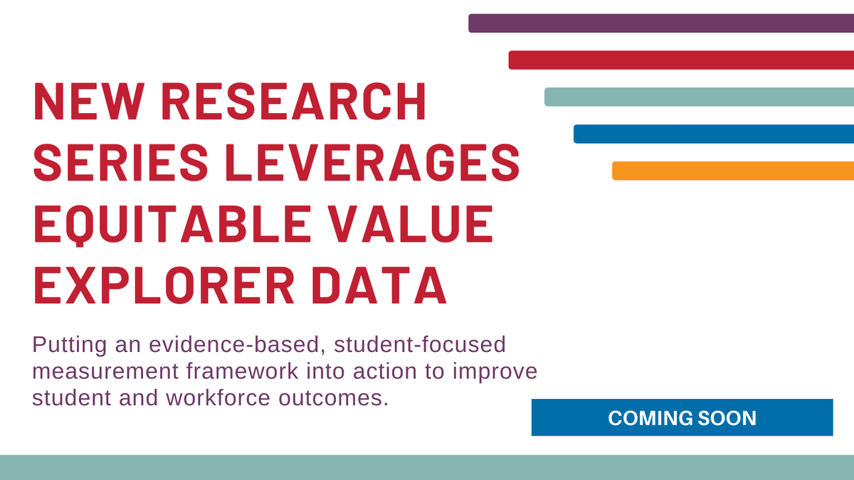 IHEPTweets's tweet image. COMING SOON: New research using our #EquitableValueExplorer will share fresh insights about the economic benefits of a college degree and explore critical questions about the equitable delivery of #PostsecValue. Learn more: ihep.org/press/seven-re…