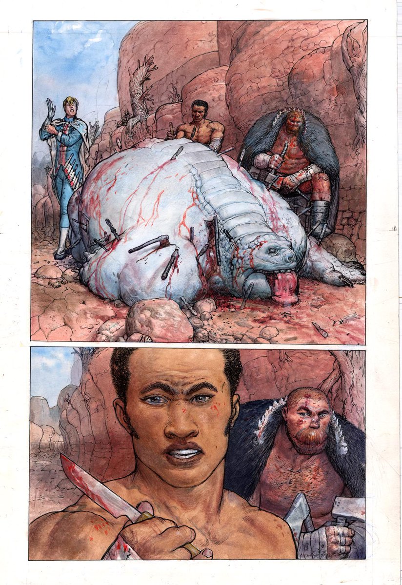 NickPitarra's tweet photo. When working with Das Pastoras on #AxWielderJon he asked me to provide layouts with my scripts (as he doesn’t speak English and knows I can draw somewhat). Watching my scribbles turn into hand painted masterpieces is unreal…
#MakeComics #DasPastoras https://t.co/KsXN1vq8gI