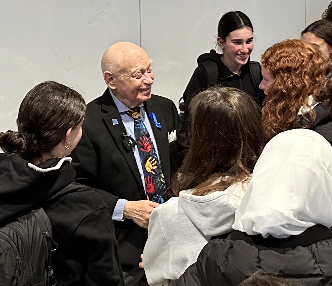 Holocaust & Nazi concentration camp survivor Sami Steigmann shared his story with Needham High School students this afternoon & he encouraged all young people to call out bullying and not to be bystanders. Thanks to the Jewish Student Union for organizing this unique opportunity.