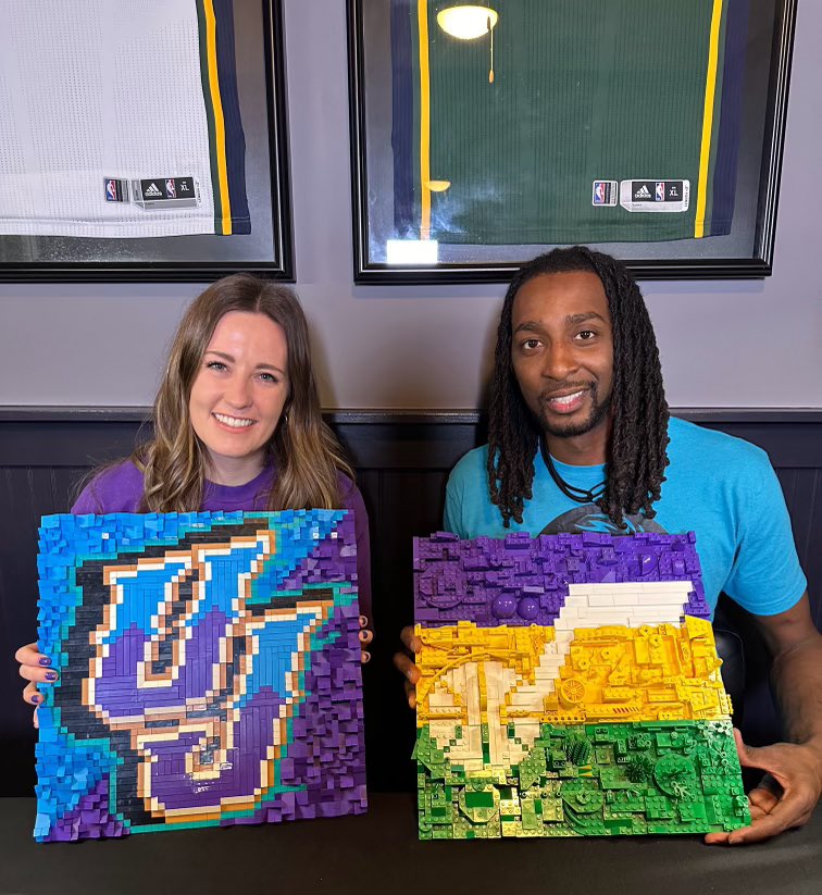 Another way of creating art, @lego . I did a fun build with @utahjazzhistory (Cait) and had a chance to talk basketball and Art. We have a great giveaway coming soon👀, follow us for updates. #artist #lego #art #creative #building #builders #legolife #jazz #utah #utahjazz