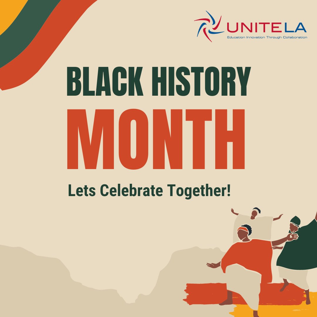 letsunitela's tweet photo. At UNITE-LA, we're committed to fostering education, empowerment, and equality for all. As we commemorate Black History Month, let's UNITE in building a more inclusive and equitable future. Together, we can make a difference! #BlackHistoryMonth #EducationForAll #InclusionMatters https://t.co/CIQVxVcMau