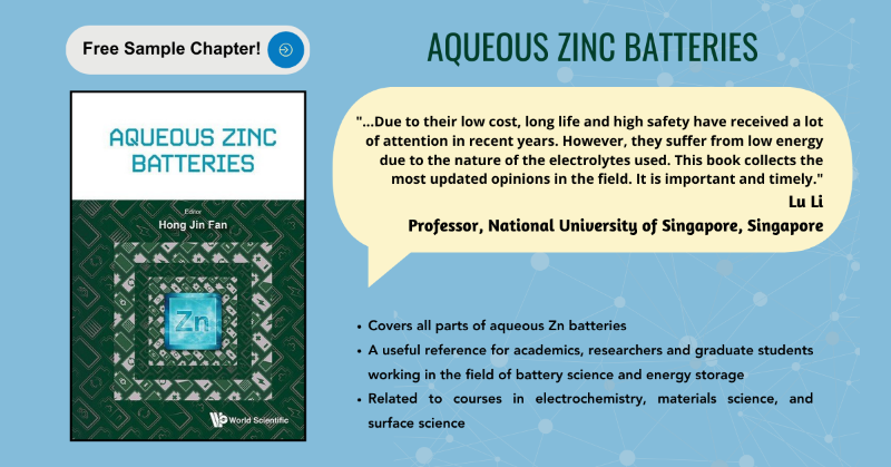 worldscientific's tweet photo. This book discusses the increasing demand for high-safety and low-cost energy storage devices in relation to aqueous Zn batteries. Featuring insights into #ElectrodeDesign, #ElectrolyteEngineering, #ThermalProtection and many more! 

Read here @ https://t.co/yPK246pUuB