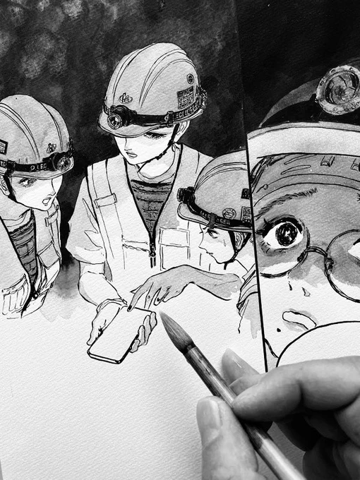 本日は薄墨を塗ってます(日本の雑誌に投稿する若者は薄墨を使ってはいけません)「龍子 RYUKO」第3巻執筆中エルド吉水RYUKO 3 -Scent of the Wah Kong- Work in progress. Eldo Yoshimizu 