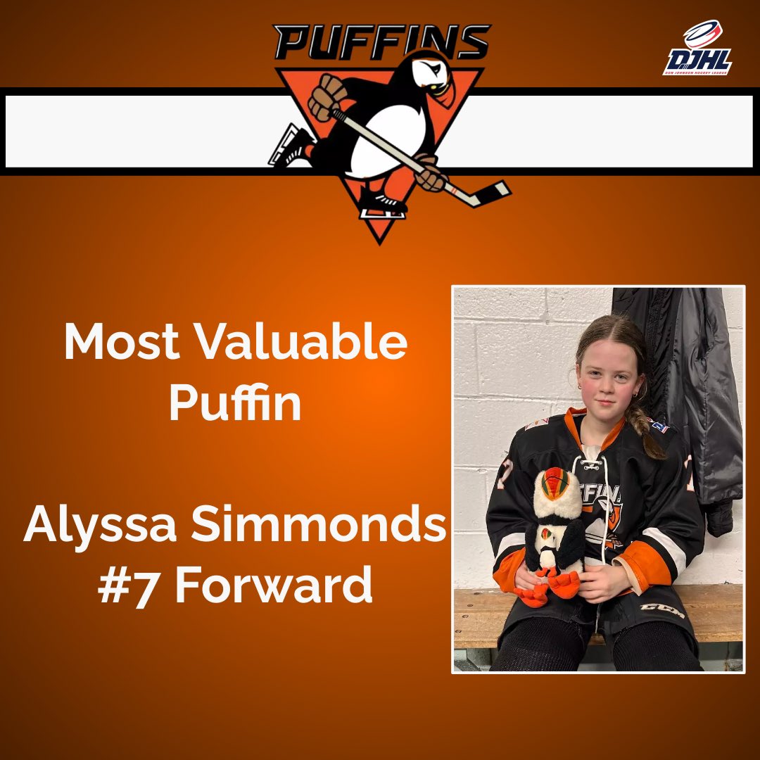 BNSU13Puffins's tweet photo. A full team effort for the win tonight vs @U13AAFalcons ! MVP awarded to Alyssa and POG to Athena - great game girls🎉🧡🏒 https://t.co/Ig45jB4QI6