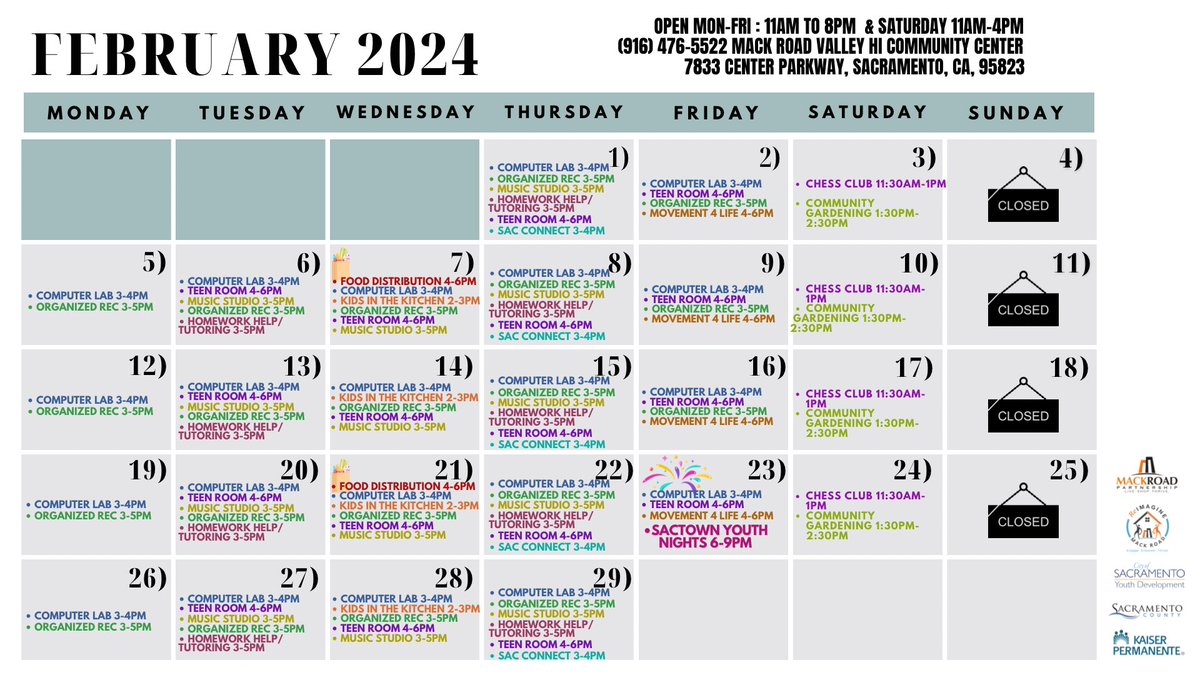 ReimagineMackRd's tweet photo. Here is the program calendar for February! Come check out our Mack Road Valley Hi Community Center! https://t.co/ugrvssgh2Y