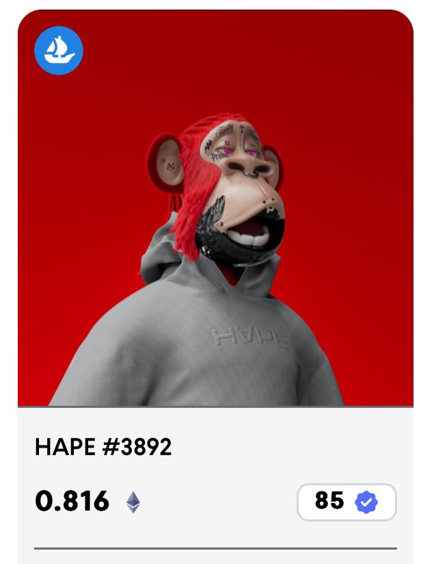 spiritbombing's tweet photo. I see only 3 #HAPES of the top 100 rarity that’s listed and I’m very tempted to get one of em 👀. @HAPEsocial
That red one was minted, sold to a flipper like 2 days ago and now they are tryna make $2-$300.. might have to take it from them cus they don’t deserve a top 100 HAPE https://t.co/Yhv4xhf9Fg