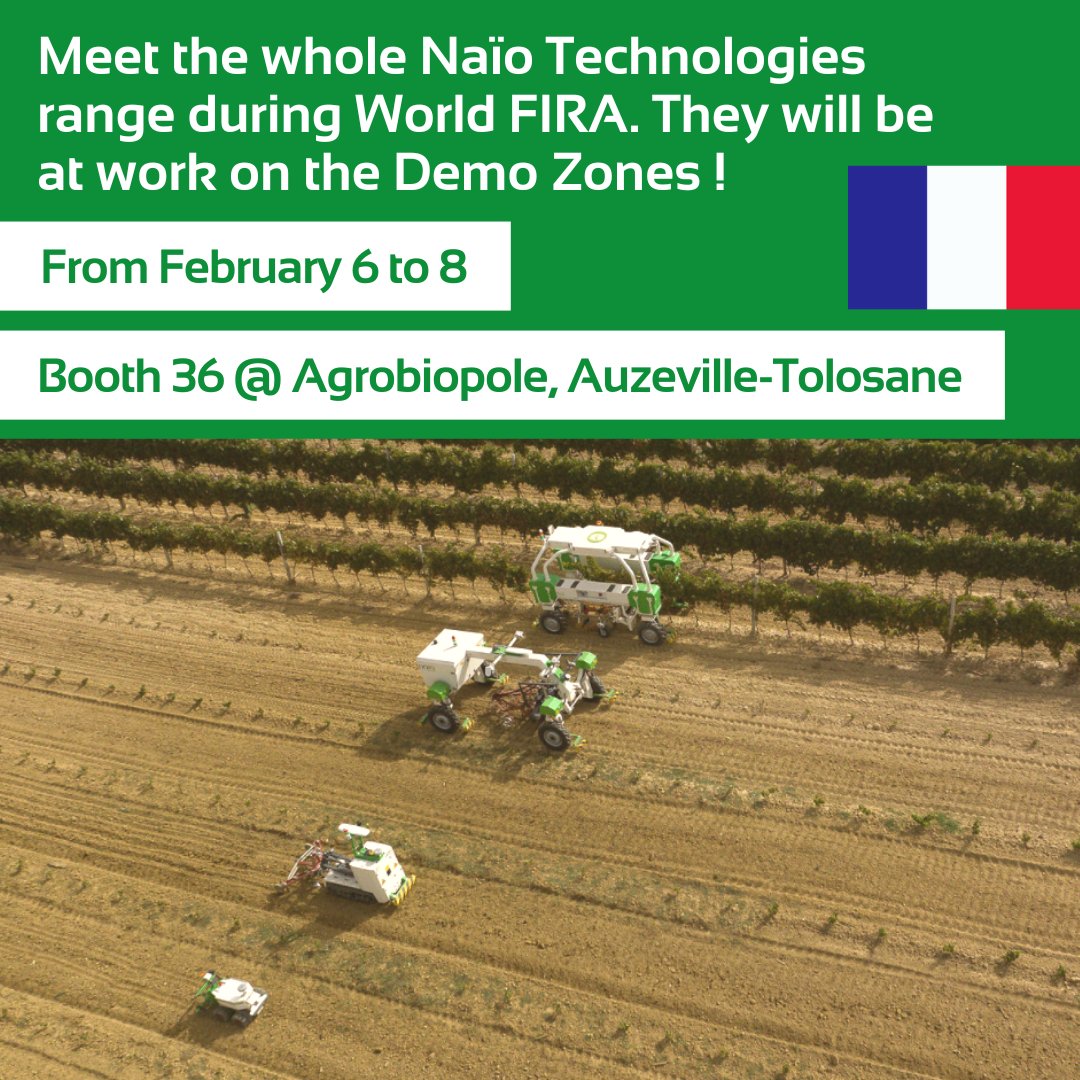 naiotech's tweet photo. ⏳Be ready for @FIRA_team next week! The largest Ag Robotics show starts on Tuesday.
Our experts are ready to answer your questions. Know more about #AugmentedAutonomy and what it brings to growers.➡️ https://t.co/4o5PddPM2K ⬅️
#AgTech #SmartFarming #AgRobot #WFIRA24 #Agriculture https://t.co/GGScpPrge9