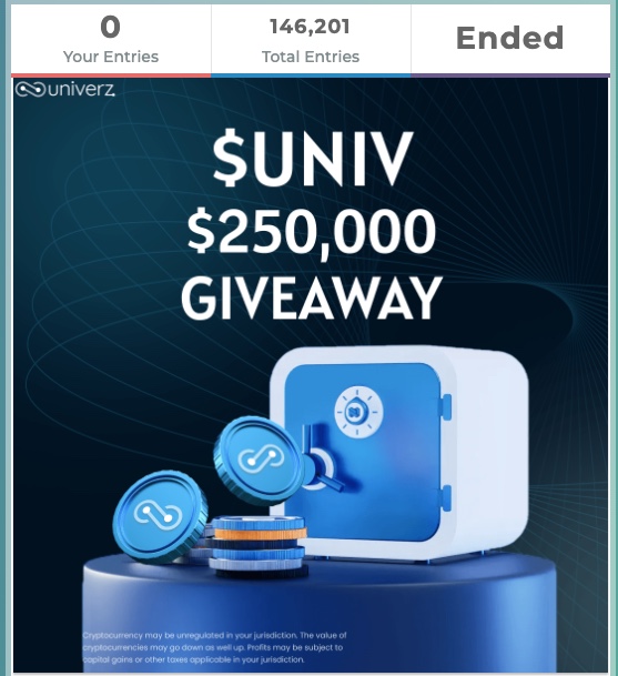univerz_io's tweet photo. Hello #UNIVFAM
$UNIV #Giveaway competition has ended with 5,890 Users particpation from all over the #univerz
50 Winners will be picked and announced on our socials !π
#ETH addresses participants will receive $UNIV reward and be part of the #UNIVERZ #DAO
stay tuned πͺ https://t.co/KkaEIbB7MR
