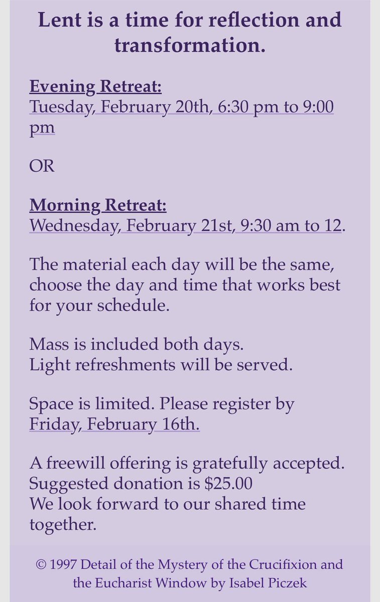 Join #SDSHSisters at the Heart of Jesus Retreat Center for their Lenter Retreat on February 20 and 21, 2024. See details below and register at:
docs.google.com/.../1FAIpQLSet…
#Lent #lentenjourney #lentenseason