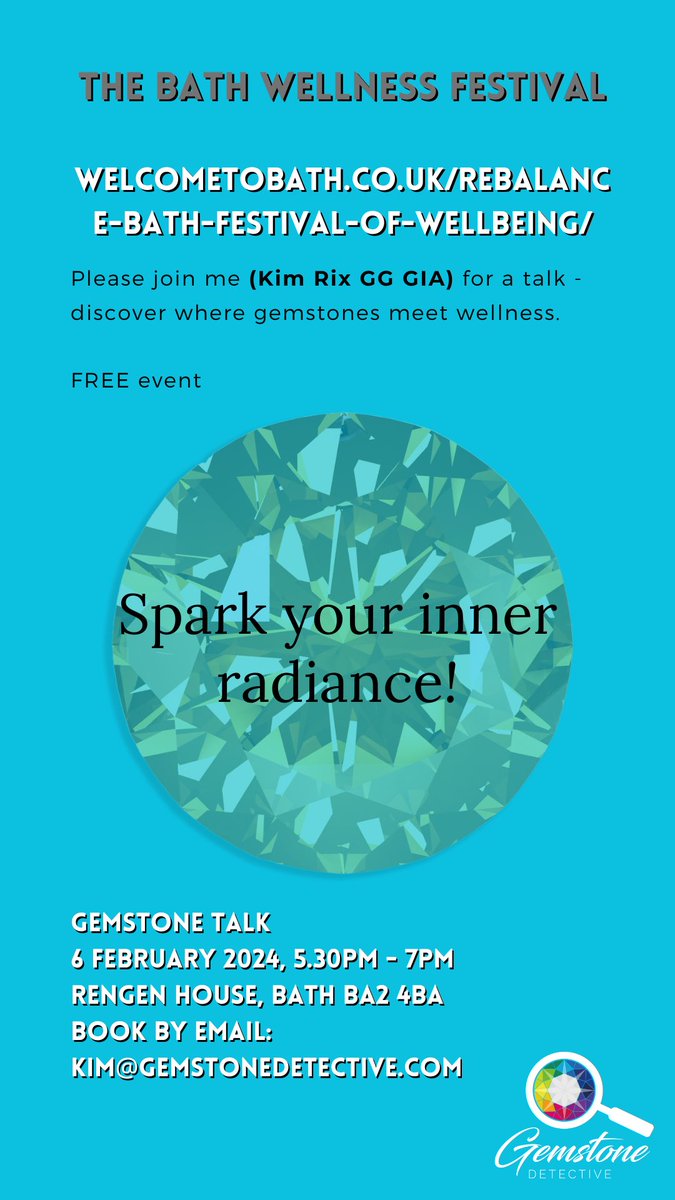 kimrix's tweet photo. #Countdown 5 days to go!! ๐ฅณ
Join me at the Bath Wellness Festival ๐ฌ๐ง
#wellness #gemstones #gemtalk #gemstonedetective
@bathbid @Rengenhouse @BBCNews
https://t.co/6rLtwLZ8Oh https://t.co/6XFvVM3DFx