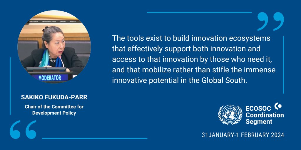 UNDevelopPolicy's tweet image. At the @UNECOSOC Coordination Segment today, @sfparr advocated for innovation ecosystems that accelerate progress towards the #GlobalGoals. 
The issue is on the agenda of the #UNCDP in 2024. Stay tuned at cdp.un.org