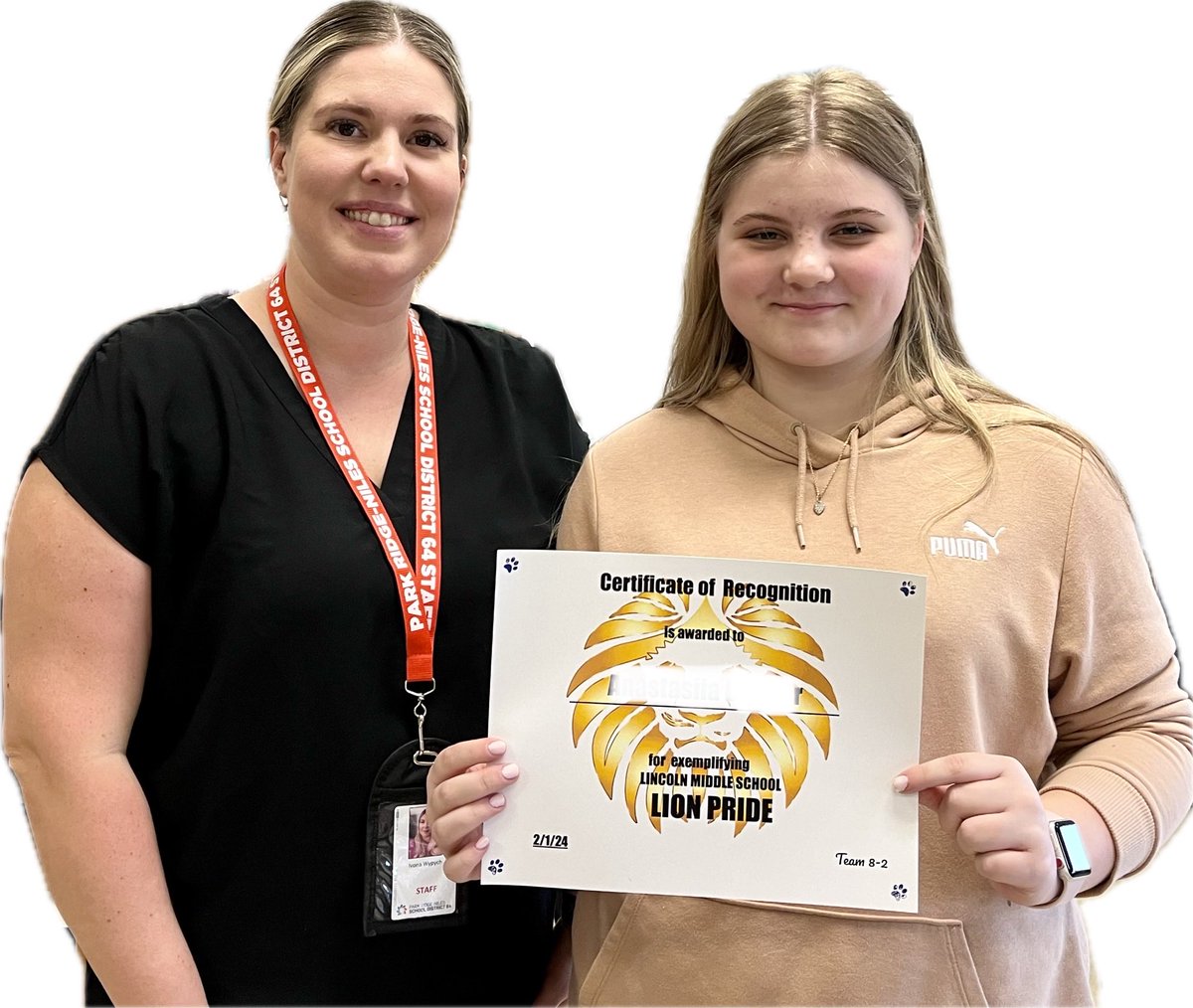 This amazing⁩ student has demonstrated such effort and perseverance since coming to ⁦<a href="/LincolnD64/">LincolnD64</a>⁩ last year that she earned a PAWSitivity award from our team. Here she is with her wonderful EL teacher, ⁦<a href="/Miss_Wypych/">Miss Wypych</a>⁩ . 🙂 #engageD64