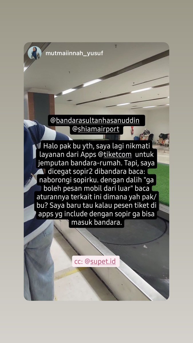 SupirPete2's tweet photo. ada penumpang supet yg ngeluh di IG. apa cuma di bandara INTERNATIONAL Sultan Hasanuddin yaa yang begini? pesan layanan jemputan dari @tiket tapi dicegat oknum-oknum di bandara https://t.co/icKcdfnh9b