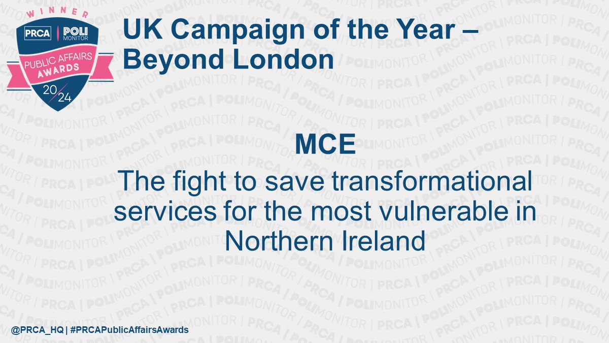 PRCA_HQ's tweet photo. .@MCEnewsfeed are tonight’s winner! Congratulations on receiving the UK Campaign of the Year - Beyond London Award! #PRCAPublicAffiairsAwards ⭐ https://t.co/IX3JpSoR9E