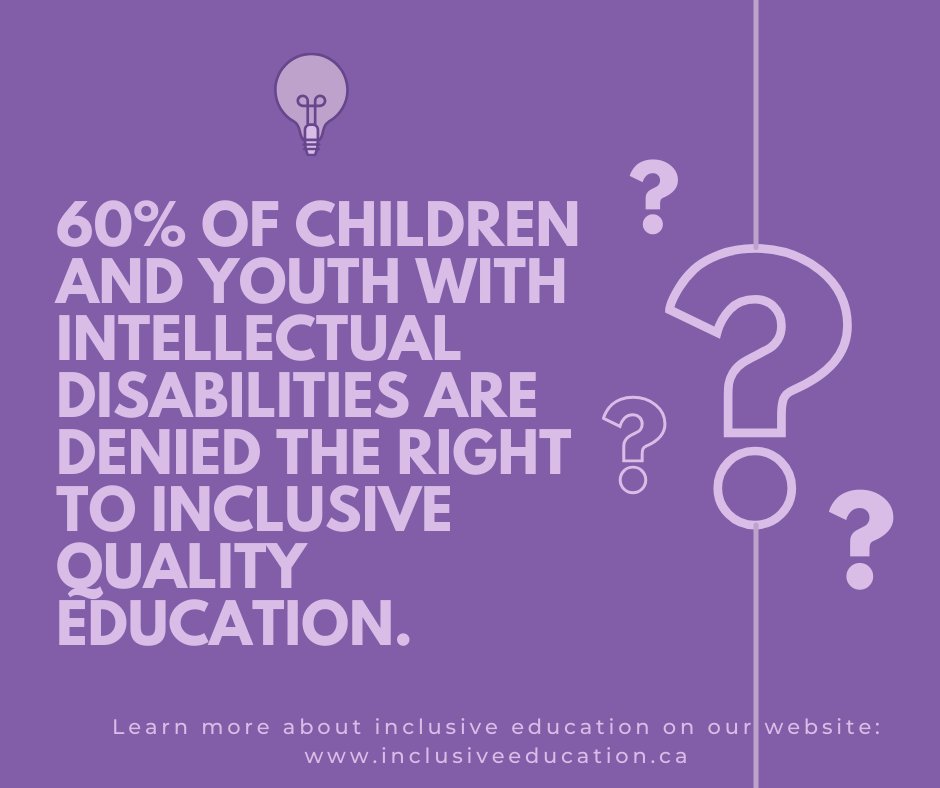 InclusiveEdCan's tweet photo. As we celebrate #InclusiveEducationMonth, it's critical to know some daunting stats about the state of inclusive education for children and youth with intellectual disabilities. We have lots of work until we realize a future where #InclusiveEd is a right for all. https://t.co/UdnM0dwjSi